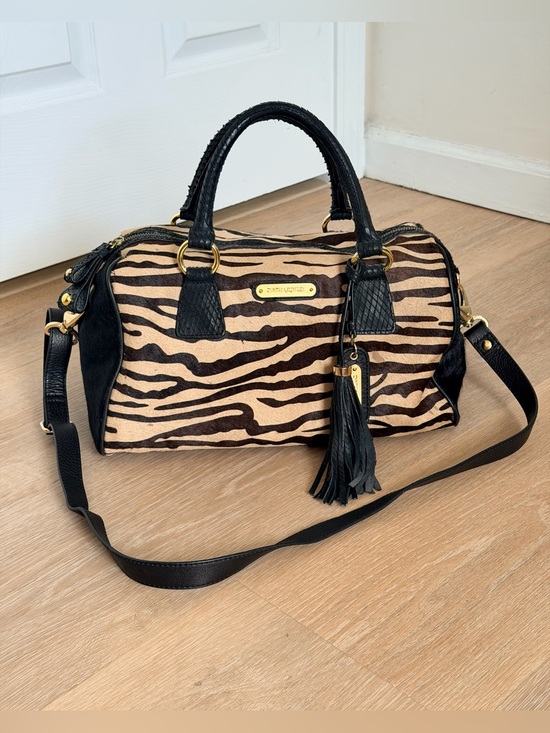 Cynthia Rowley Handbags - RARE Y2K Cynthia Rowley Zebra Cowhide Hair Leather Duffle Satchel Crossbody Bag